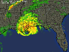 Katrina - radarov data Louisiana, Mississippi a Alabama.