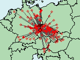 UHF contest 2001 - mapa QSO na 70cm