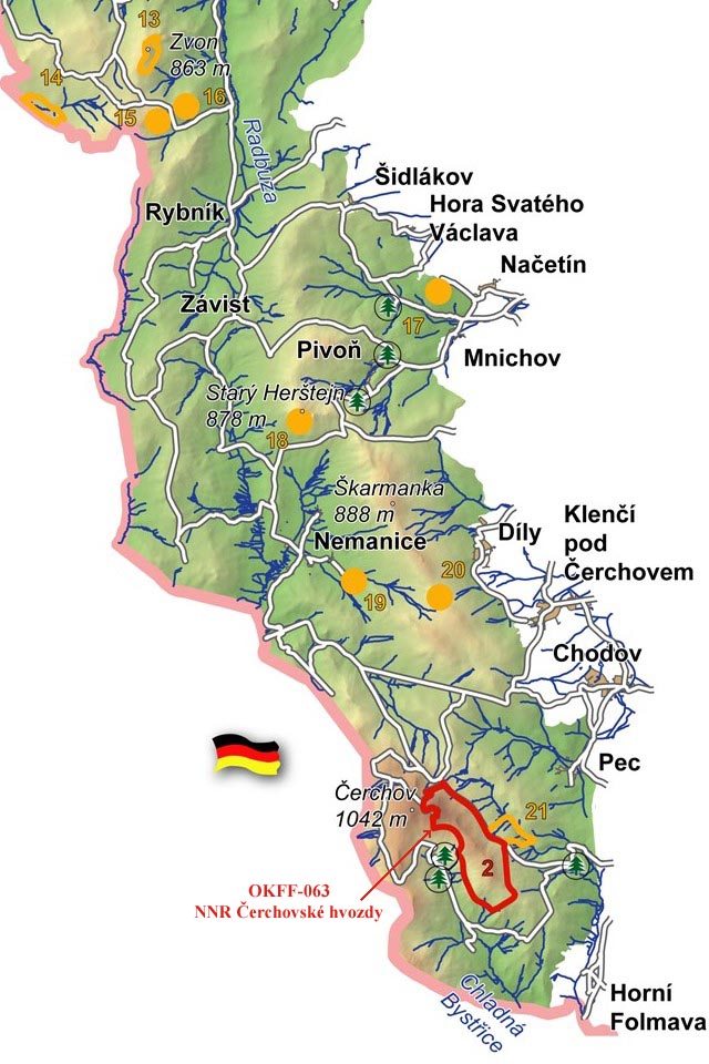 Mapa NNR erchovsk hvozdy